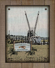 Load image into Gallery viewer, Boat &amp; Local Seafood Sign (Lobster) On 100% Natural Linen
