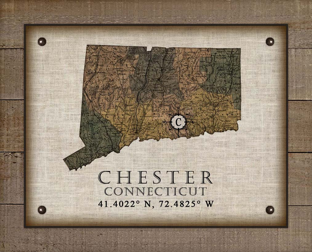 Chester Connecticut Vintage Design On 100% Natural Linen