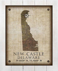 New Castle Delaware Vintage Design - On 100% Natural Linen