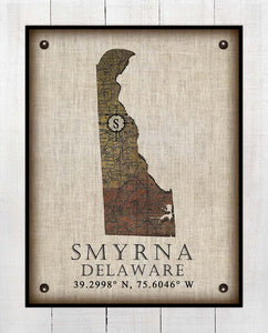 Smyrna Delaware Vintage Design - On 100% Natural Linen