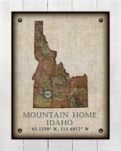 Mountain Home Idaho Vintage Design - On 100% Natural Linen
