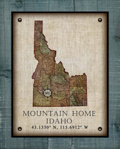Mountain Home Idaho Vintage Design - On 100% Natural Linen