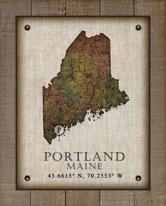 Portland Maine Vintage Design On 100% Natural Linen