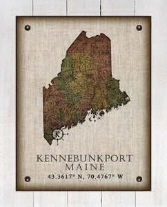 Kennebunkport Maine Vintage Design On 100% Natural Linen