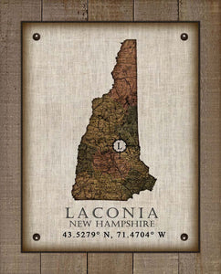 Laconia New Hampshire Vintage Design - On 100% Natural Linen