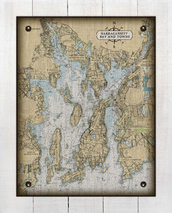 Narragansett Bay Rhode Island Nautical Chart - On 100% Natural Linen
