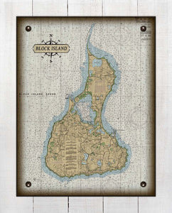 Block Island Rhode Island Nautical Chart - On 100% Natural Linen