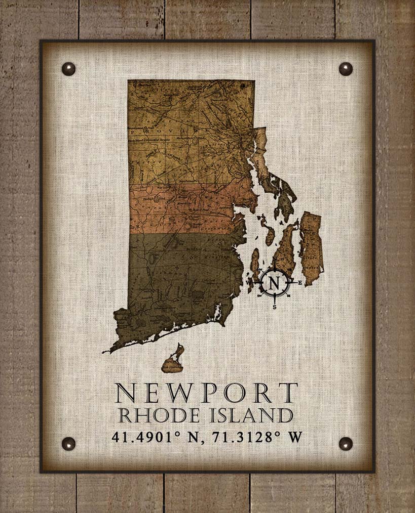 Newport Rhode Island Vintage Design - On 100% Natural Linen