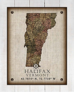 Halifax Vermont Vintage Design - On 100% Natural Linen