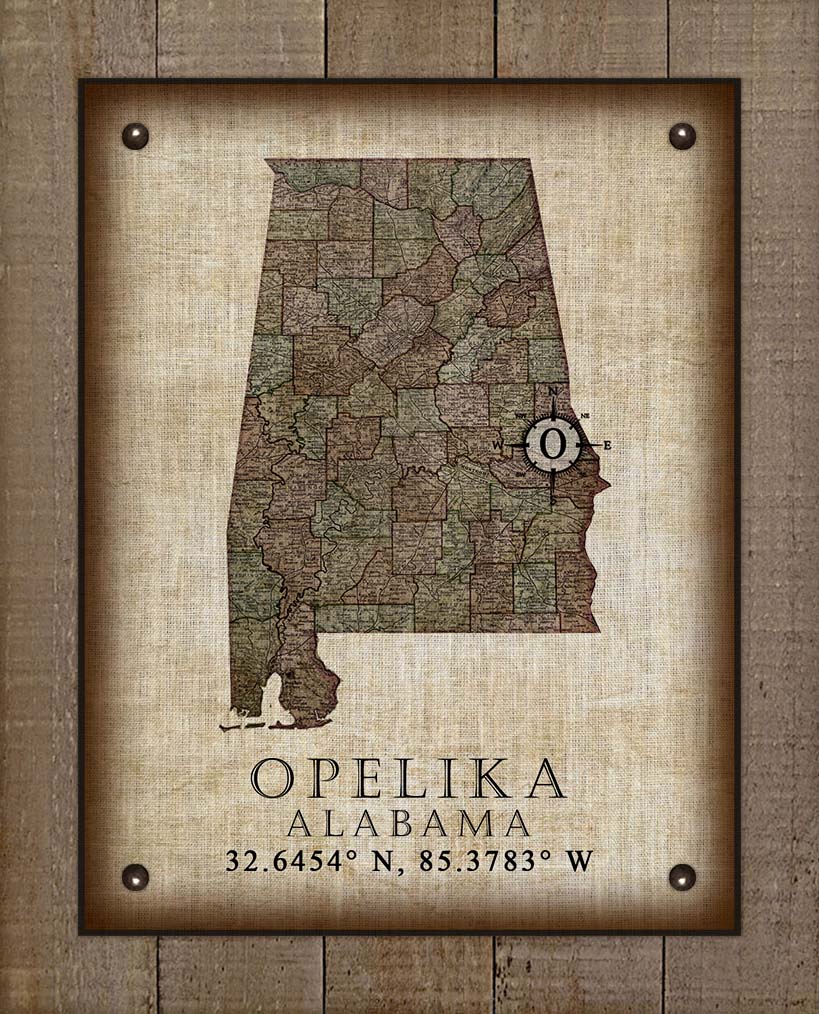 Opelika Alabama Vintage Design - On 100% Natural Linen