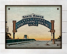 Load image into Gallery viewer, Santa Monica Pier Sign - On 100% Natural Linen
