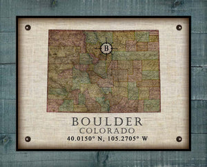 Boulder Colorado Vintage Design - On 100% Natural Linen