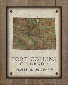 Fort Collins Colorado Vintage Design - On 100% Natural Linen