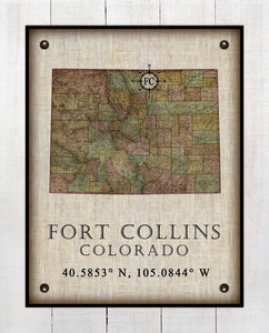 Fort Collins Colorado Vintage Design - On 100% Natural Linen