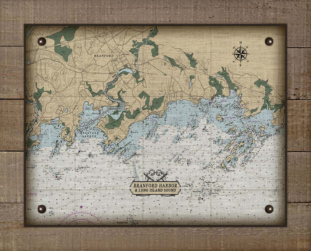 Branford CT. Nautical Chart Board Mounted Canvas Print The Original
