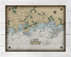 Branford CT. Nautical Chart - On 100% Natural Linen