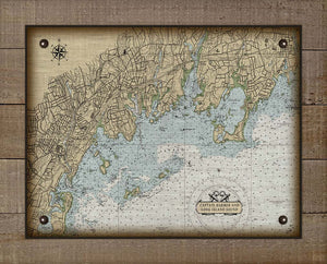 Greenwhich CT Nautical Chart On 100% Natural Linen