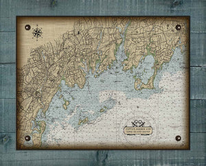 Greenwhich CT Nautical Chart On 100% Natural Linen