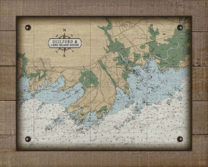 Guilford CT Nautical Chart On 100% Natural Linen