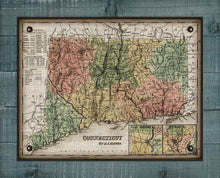 Load image into Gallery viewer, 1800s Connecticut Map - On 100% Natural Linen
