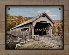 Load image into Gallery viewer, Covered Bridge - On 100% Natural Linen

