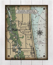 Load image into Gallery viewer, Atlantic, Neptune and Jacksonville Beach Nautical Chart (2) On 100% Natural Linen
