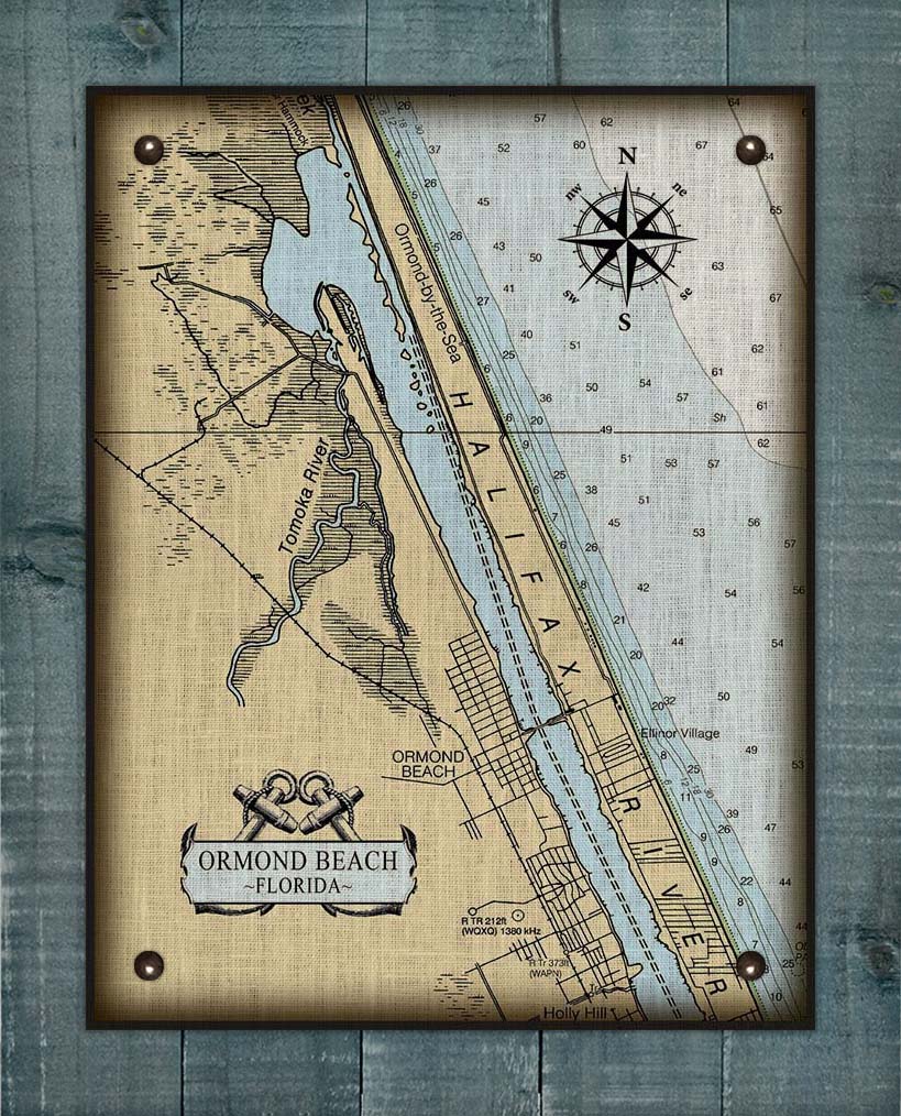 Ormond Beach Nautical Chart On 100 Linen The Original Black Frog Designs