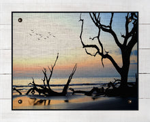 Load image into Gallery viewer, Driftwood Beach At Dawn - On 100% Natural Linen
