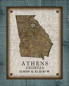 Athens Georgia Vintage Design On 100% Natural Linen