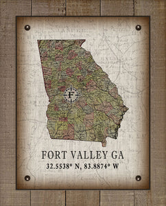 Fort Valley Georgia Vintage Design On 100% Natural Linen