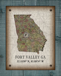 Fort Valley Georgia Vintage Design On 100% Natural Linen