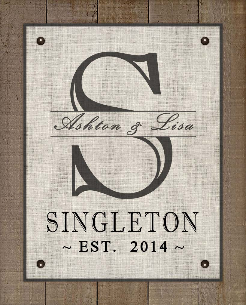 Personalized Family Name Print (H2-Natural Background) - On 100% Natural Linen