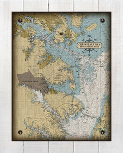 Maryland Severna Park Nautical Chart  On 100% Natural Linen