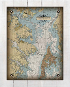Maryland Upper Chesapeake Bay Nautical Chart On 100% Natural Linen