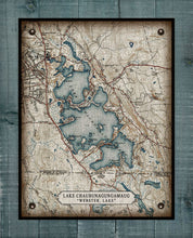 Load image into Gallery viewer, Lake Chaubunagungamaug ( Webster Lake ) Massachussetts Map  - On 100% Natural Linen
