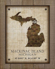 Load image into Gallery viewer, Mackinac Island Michigan Vintage Design - On 100% Natural Linen
