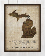 Load image into Gallery viewer, Mackinac Island Michigan Vintage Design - On 100% Natural Linen
