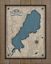 Load image into Gallery viewer, Lake Mullett Michigan Map - On 100% Natural Linen
