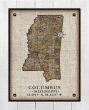 Load image into Gallery viewer, Columbus Mississippi Vintage Design - On 100% Natural Linen
