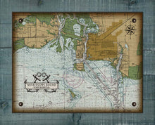 Load image into Gallery viewer, Pascagoula Mississippi Nautical Chart On 100% Natural Linen
