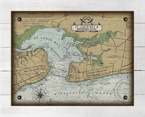 Bay St Louis Mississippi Nautical Chart On 100% Natural Linen