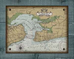 Bay St Louis Mississippi Nautical Chart On 100% Natural Linen