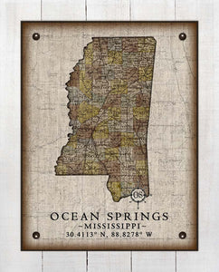 Ocean Springs Mississippi Vintage Design - On 100% Natural Linen
