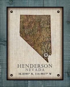 Henderson Nevada Vintage Design - On 100% Natural Linen