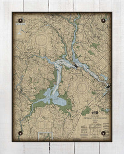 Dover to Portsmouth New Hampshire Nautical Chart - On 100% Natural Linen