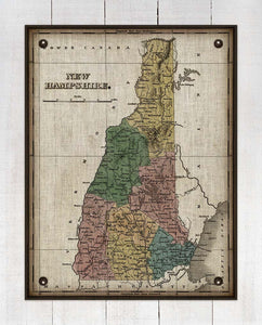 1800s New Hampshire Map - On 100% Natural Linen