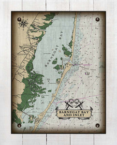 Barnegat Bay Nautical Chart - On 100% Natural Linen