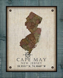 Cape May New Jersey Vintage Design - On 100% Natural Linen