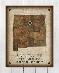 Santa Fe New Mexico Vintage Design - On 100% Natural Linen