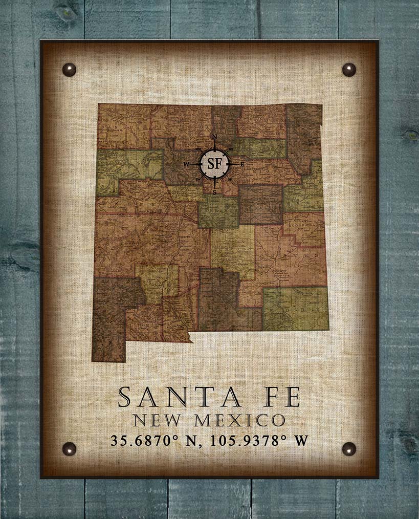 Santa Fe New Mexico Vintage Design - On 100% Natural Linen